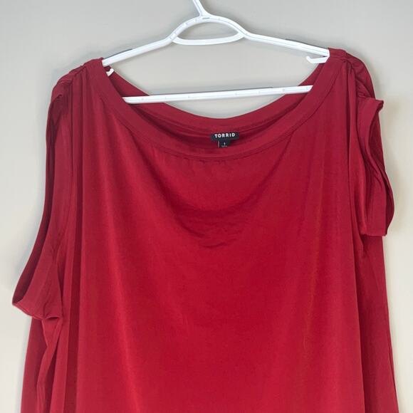 Torrid Short Sleeve / Tank Combo Red Blouse Size 1 - Picture 6 of 11
